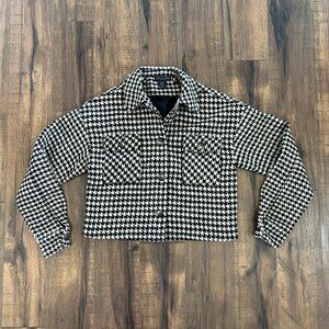 NWOT Christian Siriano Cropped Jacket in Black-and-Tan Houndstooth